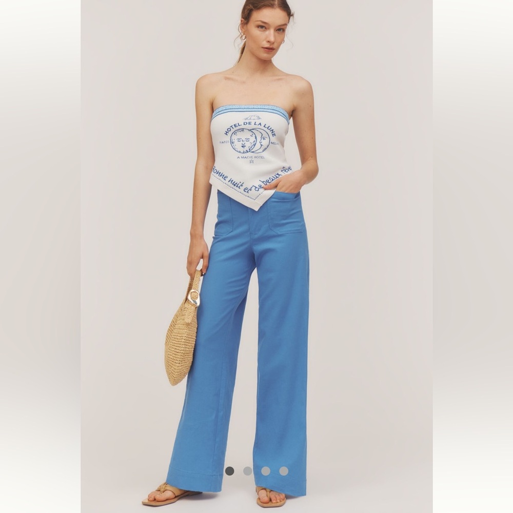 Anthropologie Maeve Colette Beachy Linen Wide Leg Pants, NWT, 34